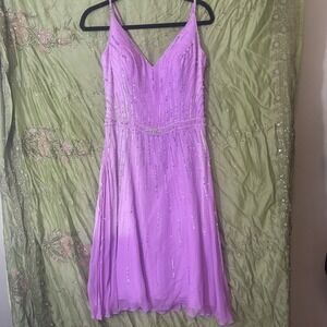 Vintage Y2K Formal Dress Gown Beaded Sequins Purple Lavender By XCite Women's 12